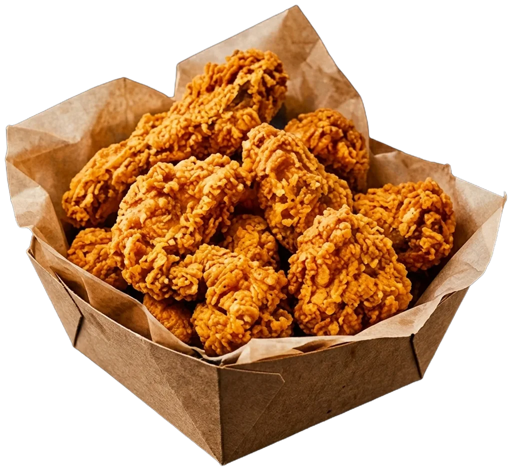 Box of crispy fried chicken